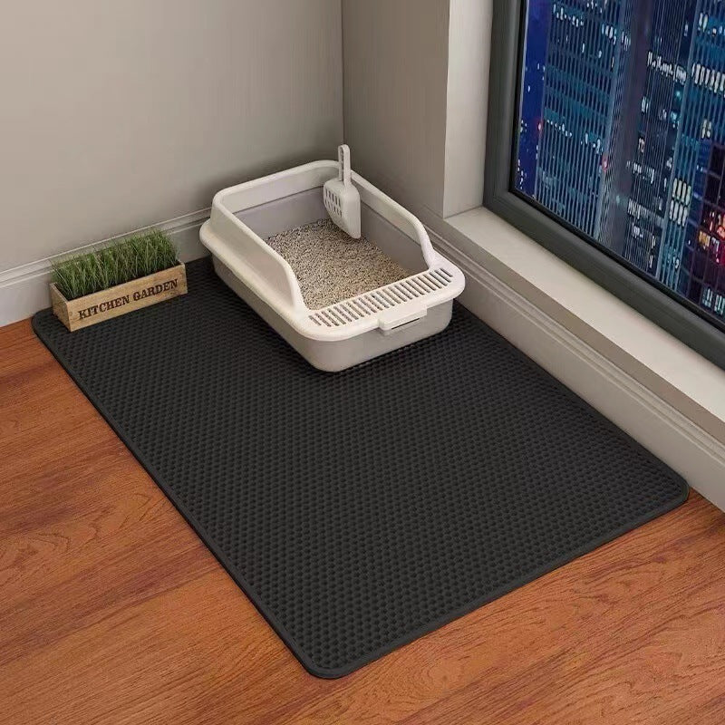 Cat Litter Mat Double Layer Filter Anti-bring Out in black, ideal for keeping your space clean and stylish.