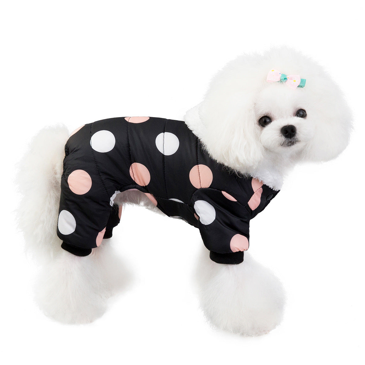 Warm Big Polka Dot Four-Leg Cotton Coat for Casual Wear