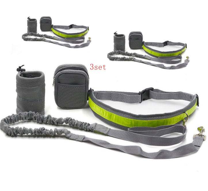 Adjustable Hands-Free Dog Leash in gray and green, perfect for active dog owners. Available at [Store Name].