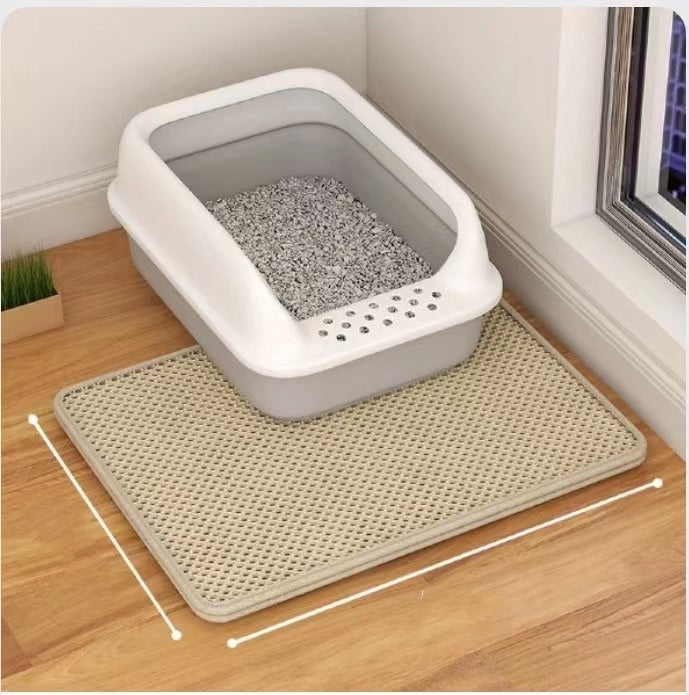 Cat Litter Mat Double Layer Filter Anti-bring Out in beige, perfect for keeping your space clean and stylish.