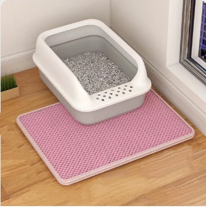 Cat Litter Mat Double Layer Filter Anti-bring Out in pink, perfect for keeping your home clean and stylish.