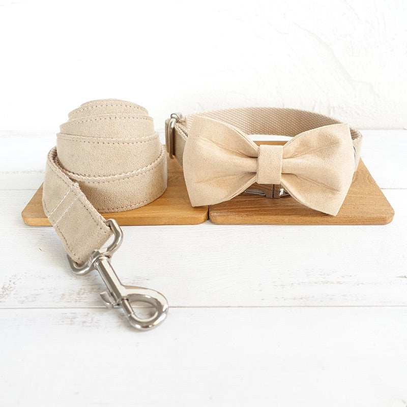 Dog Bow Tie Collar and Leash (Nude)