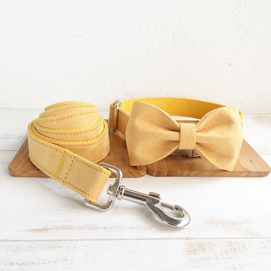 Dog Bow Tie Collar and Leash (Yellow)