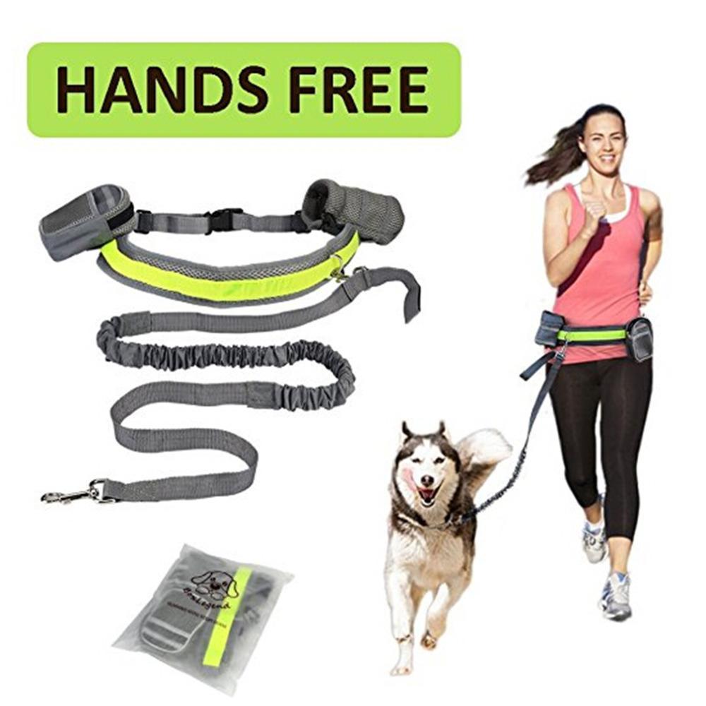 Adjustable Hands-Free Dog Leash in gray, perfect for running with your pet, featuring a comfortable waist attachment.