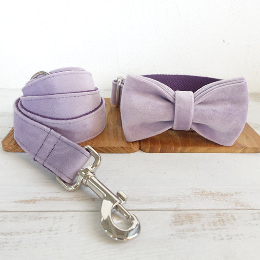 Dog Bow Tie Collar and Leash (Light Purple)