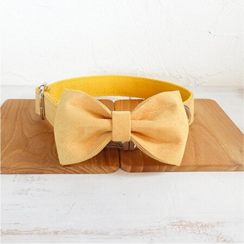 Dog Bow Tie Collar and Leash (Yellow)