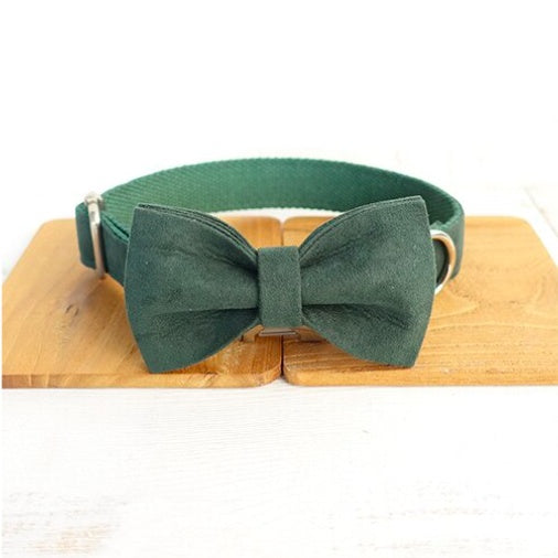 Dog Bow Tie Collar and Leash (Green)