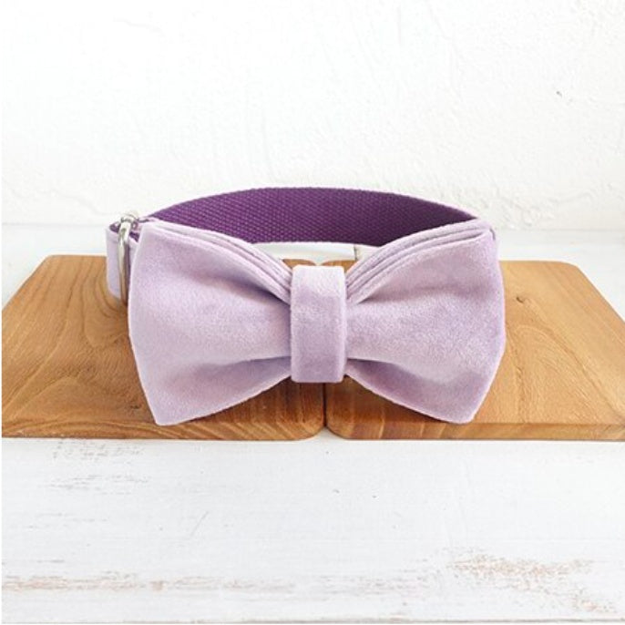 Dog Bow Tie Collar and Leash (Light Purple)