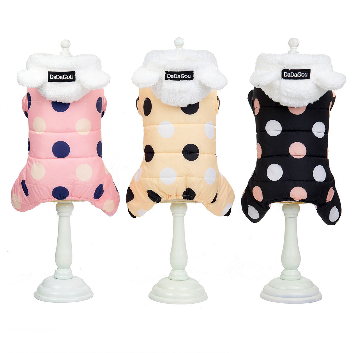 Warm Big Polka Dot Four-Leg Cotton Coat for Casual Wear