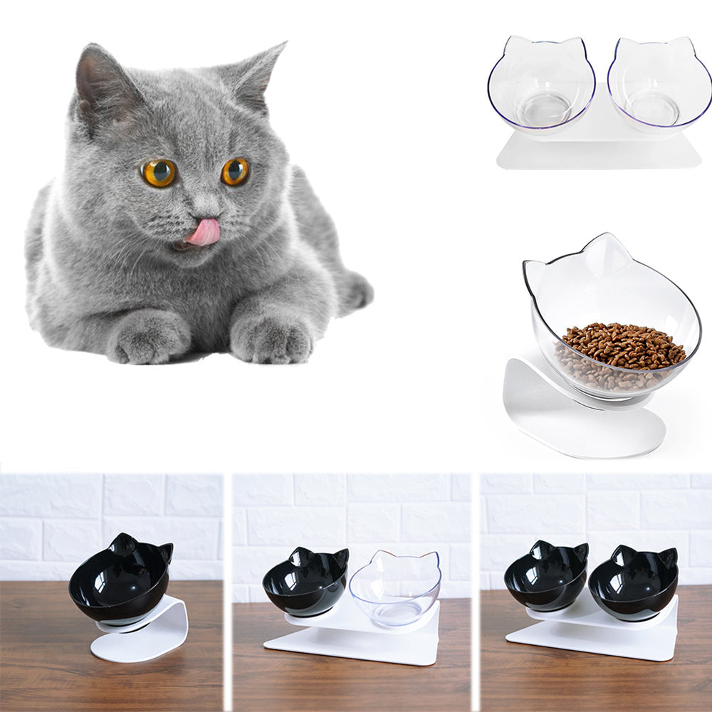 Stylish Cat Food Bowl featuring a transparent cat head design, perfect for pets. Easy to clean and eco-friendly.