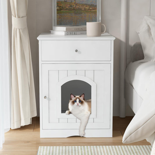 Litter Box Bedside Table - White