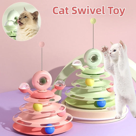 Cat Toy Tower - Four-Layer Interactive Play Tower