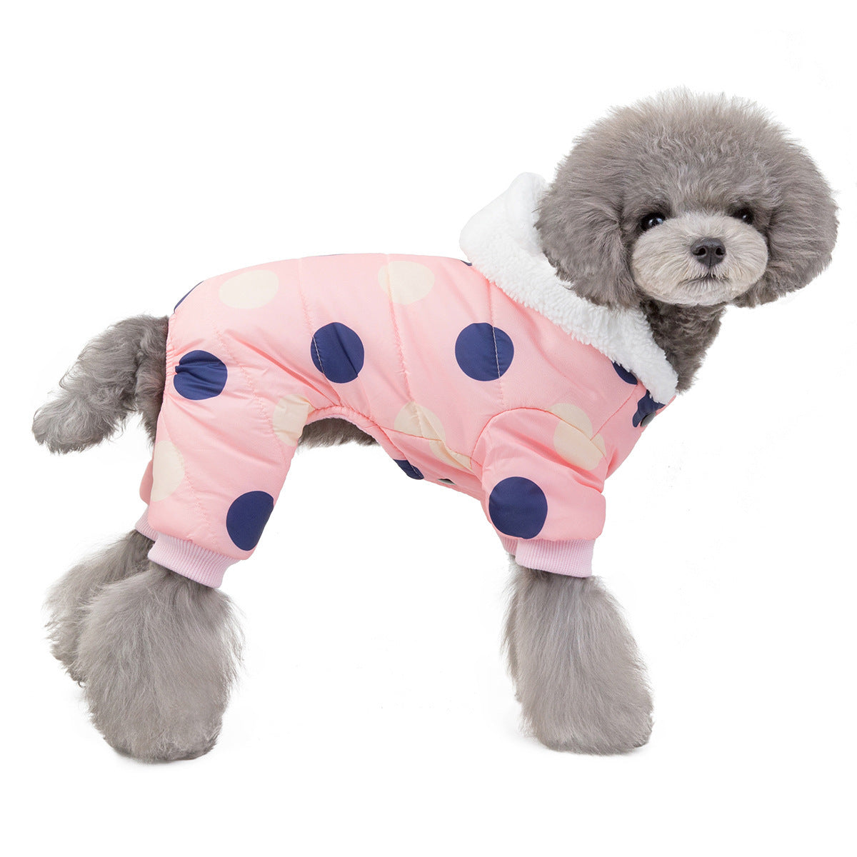 Warm Big Polka Dot Four-Leg Cotton Coat for Casual Wear