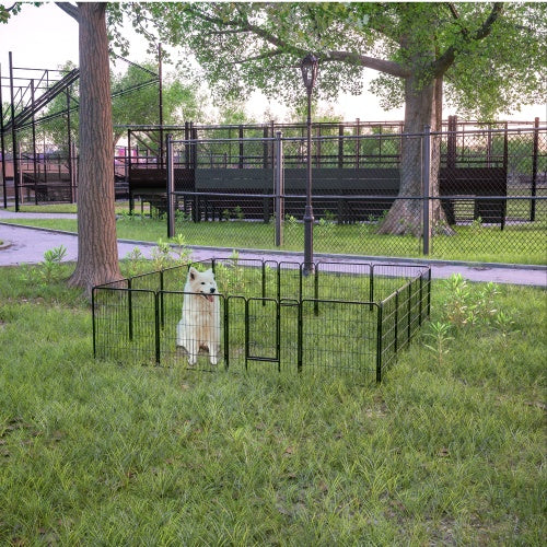 Durable Dog Pen Outdoor 32" Height Foldable Metal Dog Playpen, perfect for safe outdoor play and easy storage.