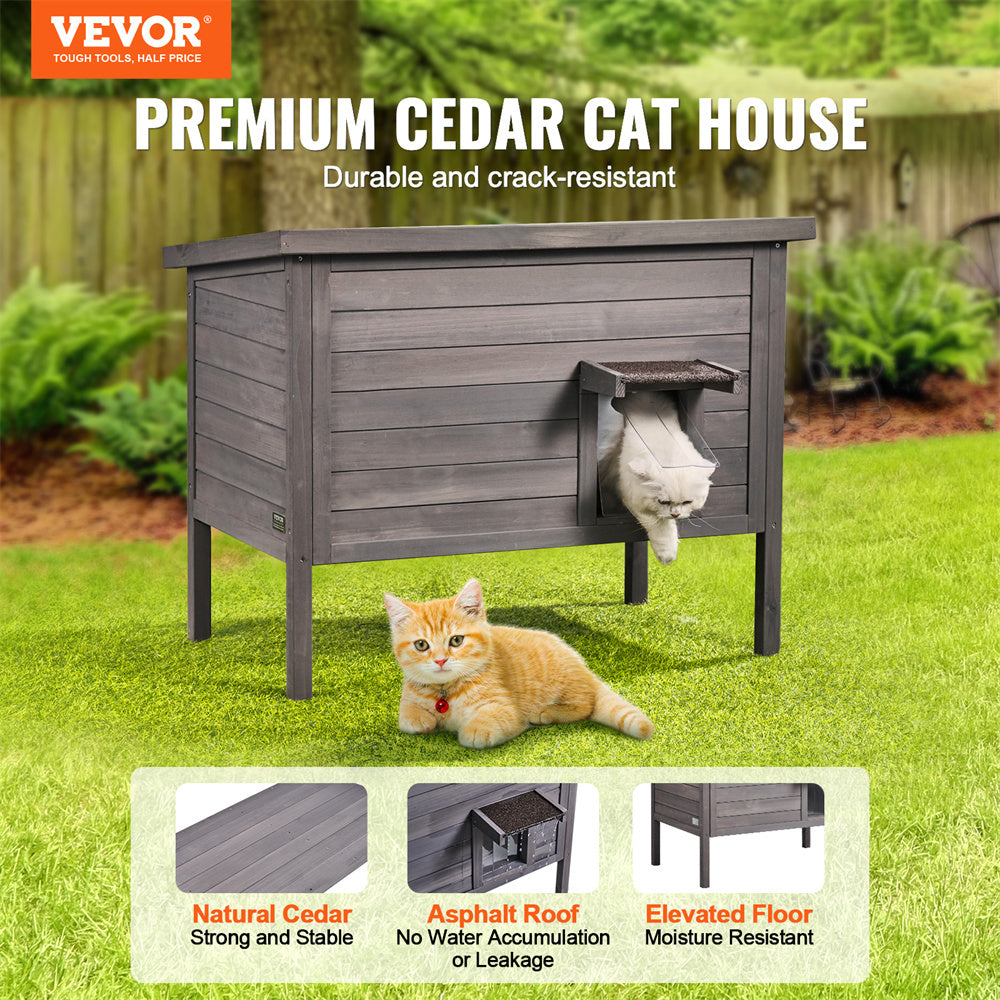 Durable Outdoor Cat House With Roof & PVC door flaps by VEVOR, perfect for your feline's outdoor comfort.