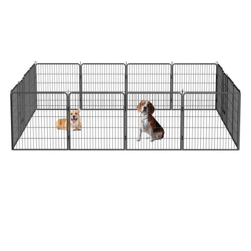 Durable black Dog Pen Outdoor 32" Height Foldable Metal Dog Playpen, perfect for safe and secure playtime.