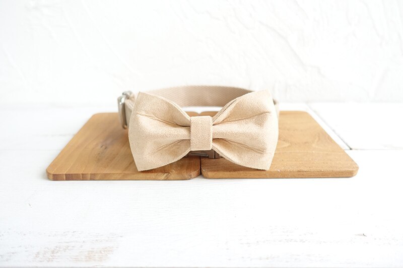 Dog Bow Tie Collar and Leash (Nude)