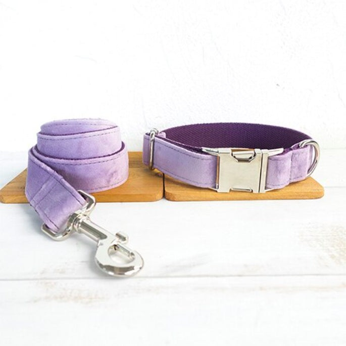 Dog Bow Tie Collar and Leash (Light Purple)