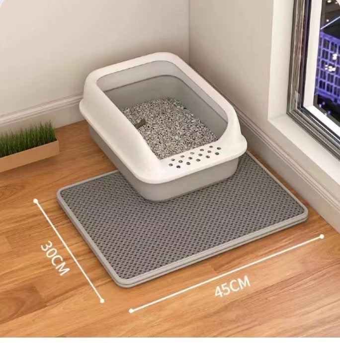 Cat Litter Mat Double Layer Filter Anti-bring Out in gray, perfect for keeping your space clean and stylish.