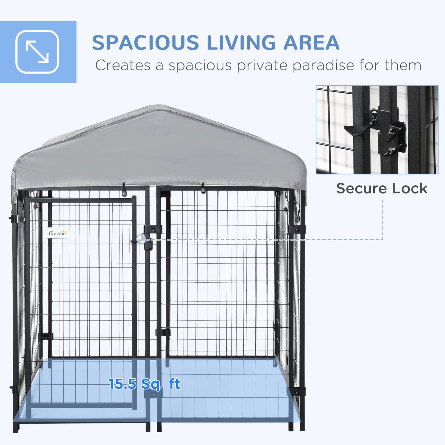 Dog Playpen with Lockable Door and Waterproof Canopy