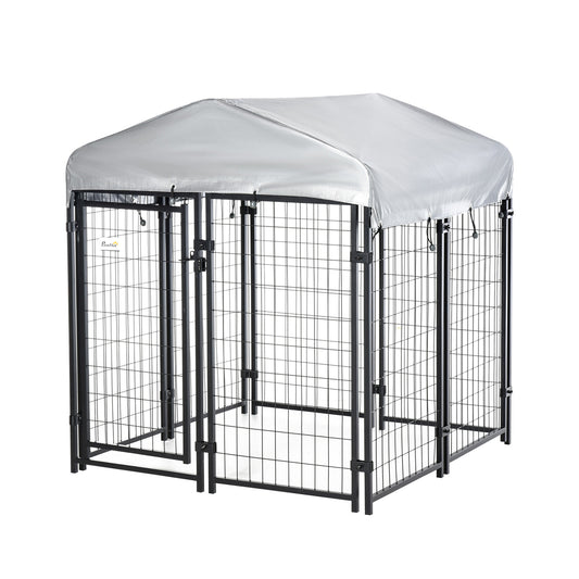 Dog Playpen with Lockable Door and Waterproof Canopy