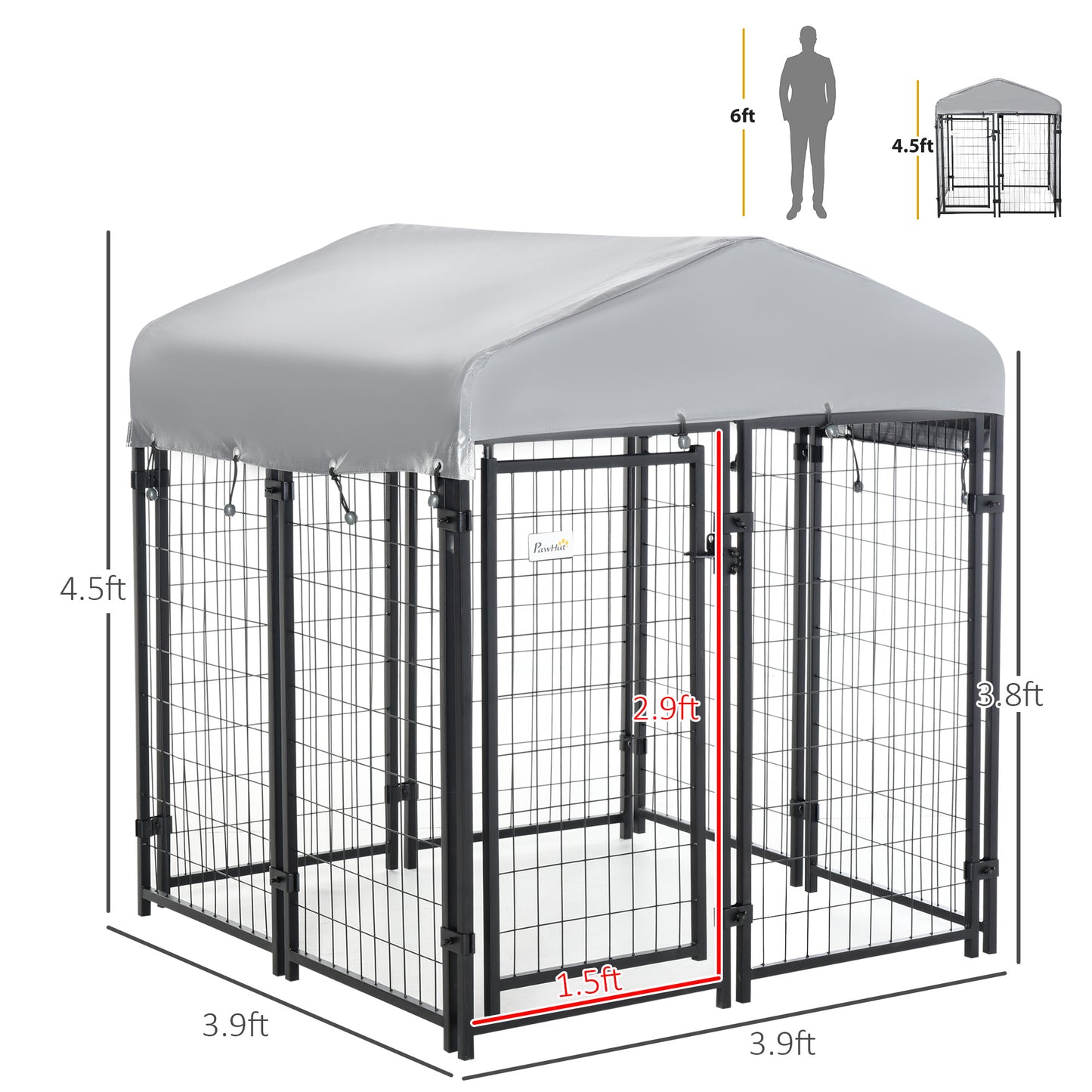 Dog Playpen with Lockable Door and Waterproof Canopy