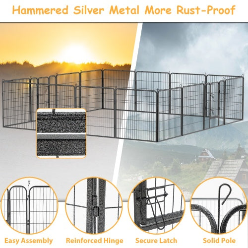 Durable Dog Pen Outdoor 32" Height Foldable Metal Dog Playpen in black, perfect for safe outdoor play and easy assembly.